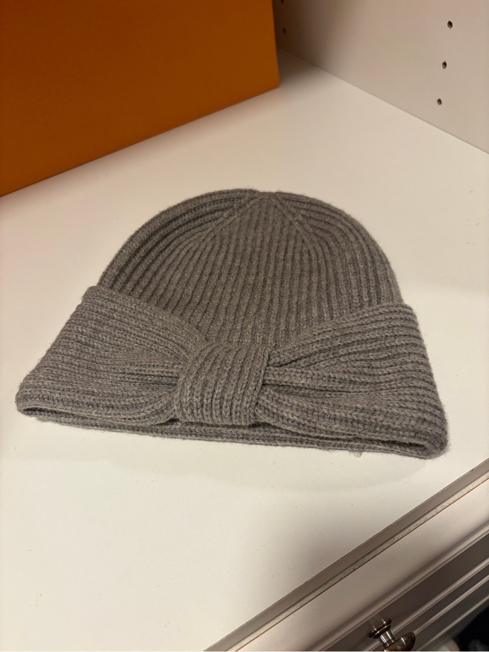 kate spade Gray Ribbed Bow Beanie